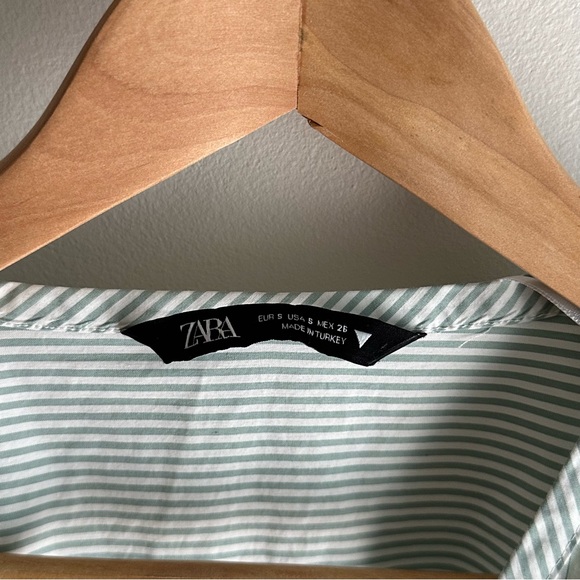 zara green striped cropped button up - Picture 3 of 3